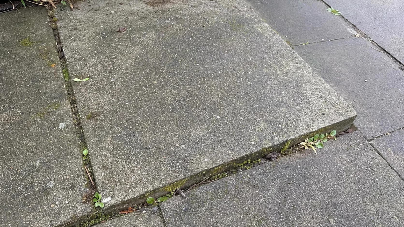 Smartphonefoto alter Terrassenplatten als Beispielbild aus einer Kundenanfrage.
